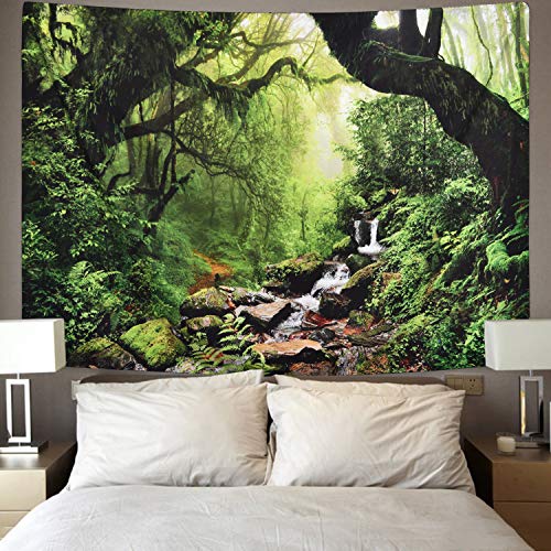 Sevenstars Rainforest Landscape Tapestry Wall Hanging Green Forest Tapestry Road Trees Tapestry Nature Scenery Misty Tapestry For Bedroom Living Room #TOP2