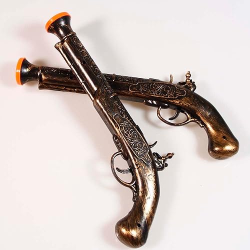 Miniatura 5 de 2 piezas de pistola pirata pistola de juguete pistola falsa pistola pirata Flintlock pistola apoyo para disfraz de pirata accesorios de fiesta pirata