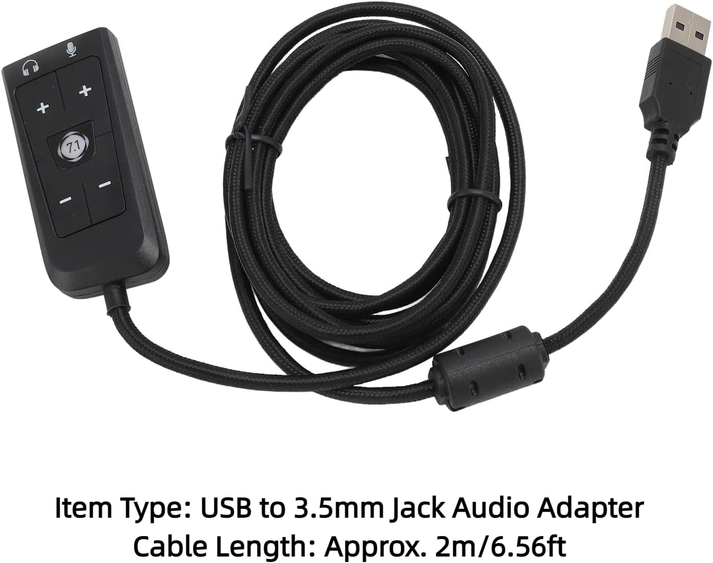3.5mm External Sound Card, USB to Jack Audio Sound Card Adapter Volume Control and LED Indicator, Compatible with PC PS5 PS4 for Kingston Cloud II (Black)