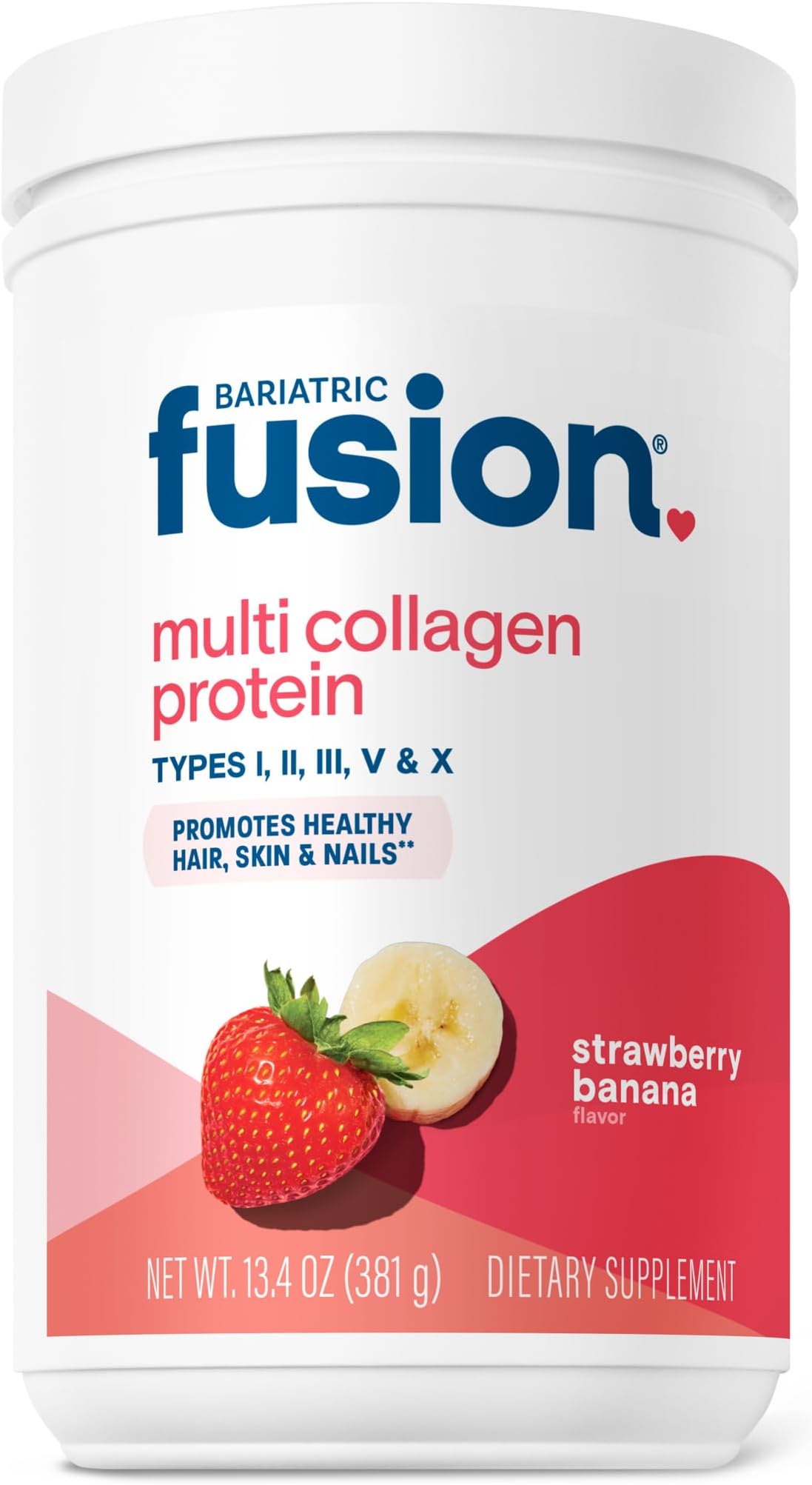 Strawberry Banana Multi Collagen Protein Powder | Plus Joint Support Complex of MSM and Glucosamine | Dairy, Gluten & Soy Free | Non-GMO | 30 Servings