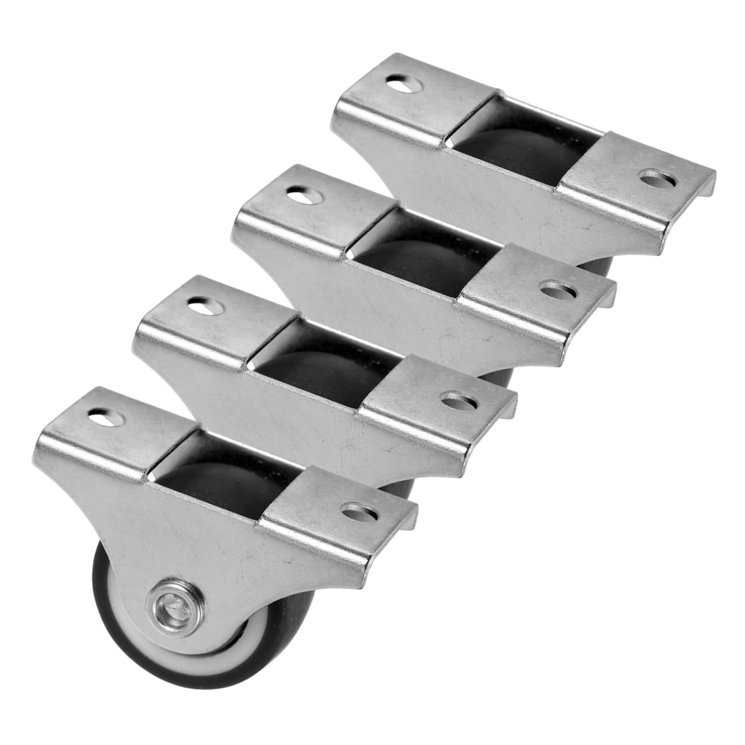 Ciieeo 4pcs Heavy Duty Furniture Wheels Casters with High Elastic Rubber and Stainless Steel Construction, Silent Fixed Glide Rollers for Closet and Cabinet, for Furniture Relocation