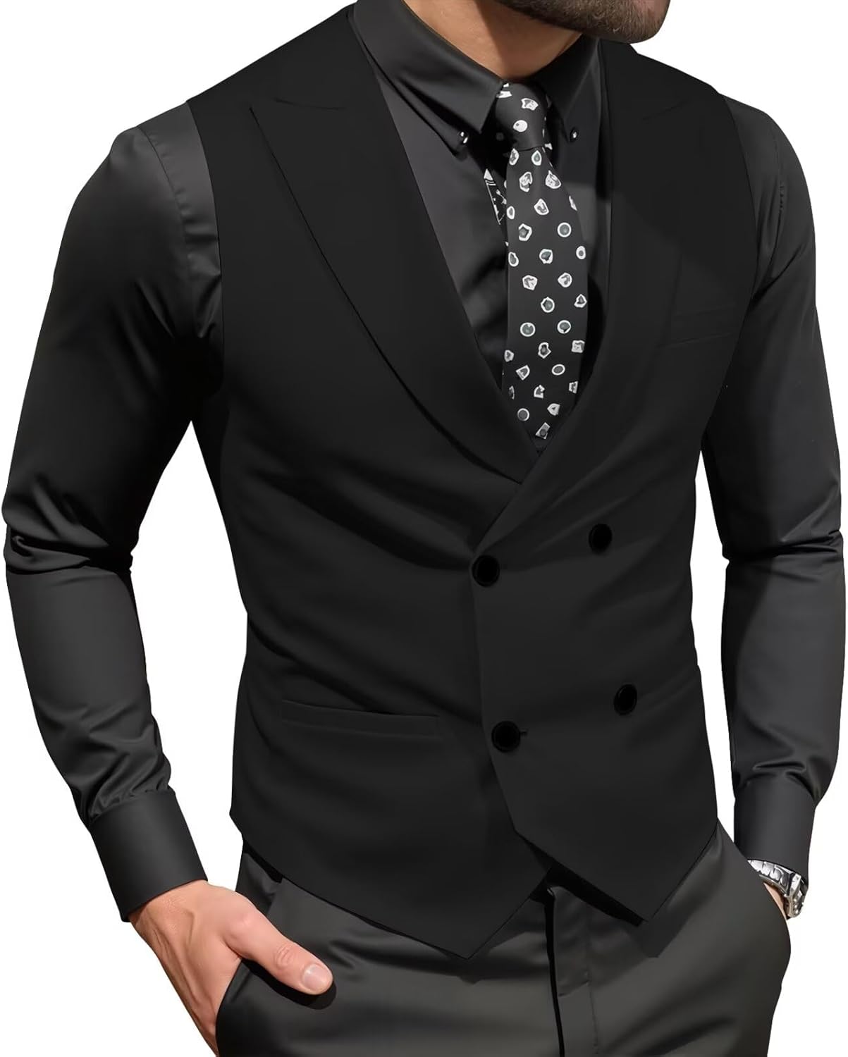 Men's Slim Fit Suit V-Neck Vest Casual Formal Wedding Business Waistcoat