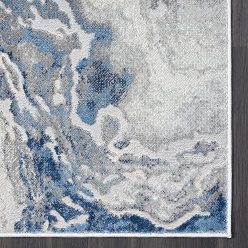 Abani Atlas Abstract Marble Blue and Grey Area Rug #TOP17