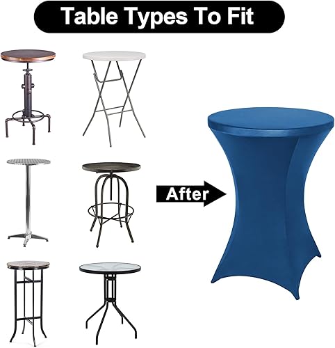 Vista 14 de FestiCorp Paquete de 6 manteles de elastano negro para mesa de cóctel, manteles redondos elásticos para fiestas, DJ, bares, bodas, cumpleaños