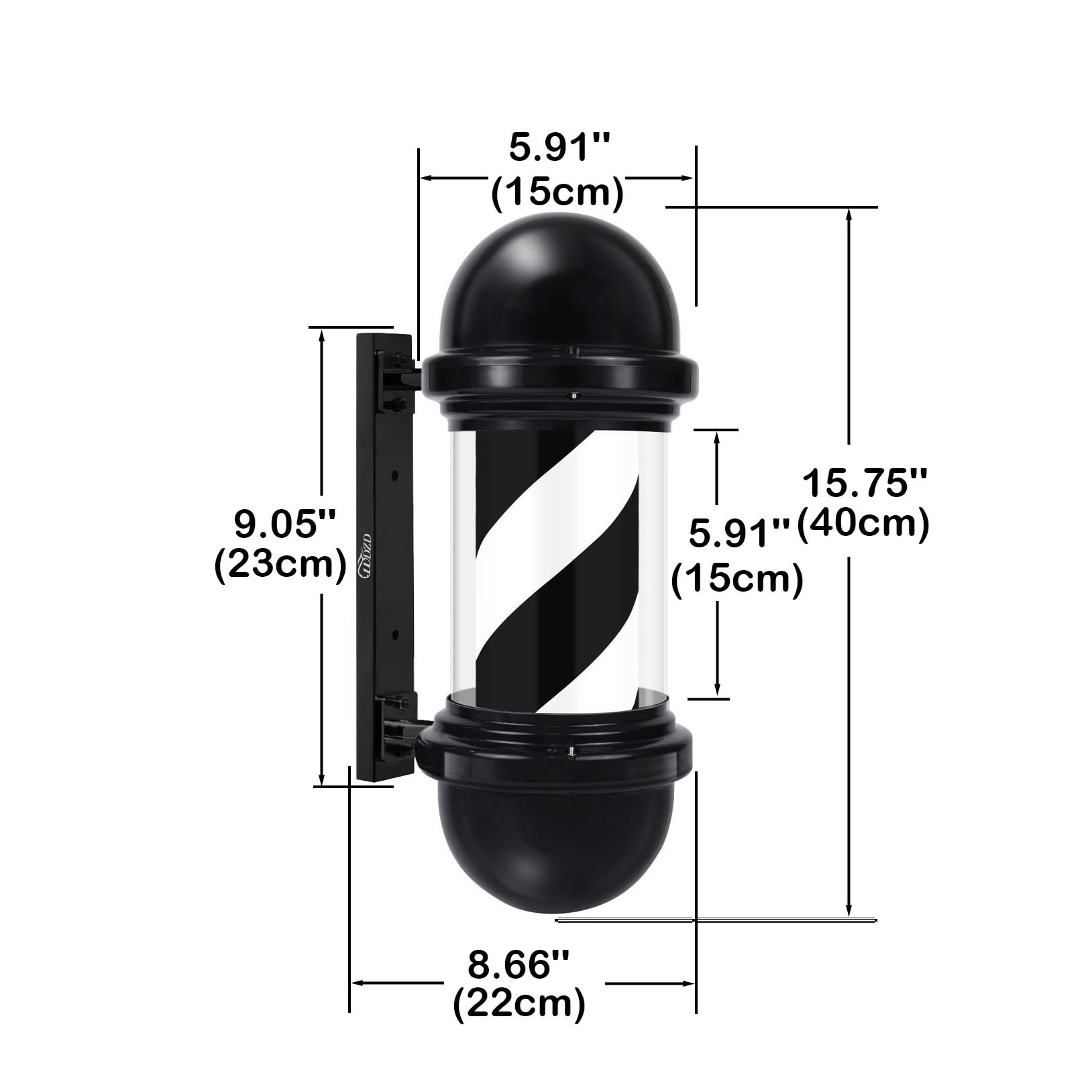 WDZD Mini 40 cm Negro Poste Barbero Barber Pole — view 2