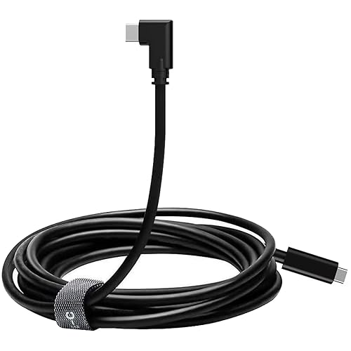 BATEMEN W Cable de conexión profesional de 16 pies para Oculus Quest 2Quest Cable de carga rápida con un cable de alimentación tipo C en ángulo de