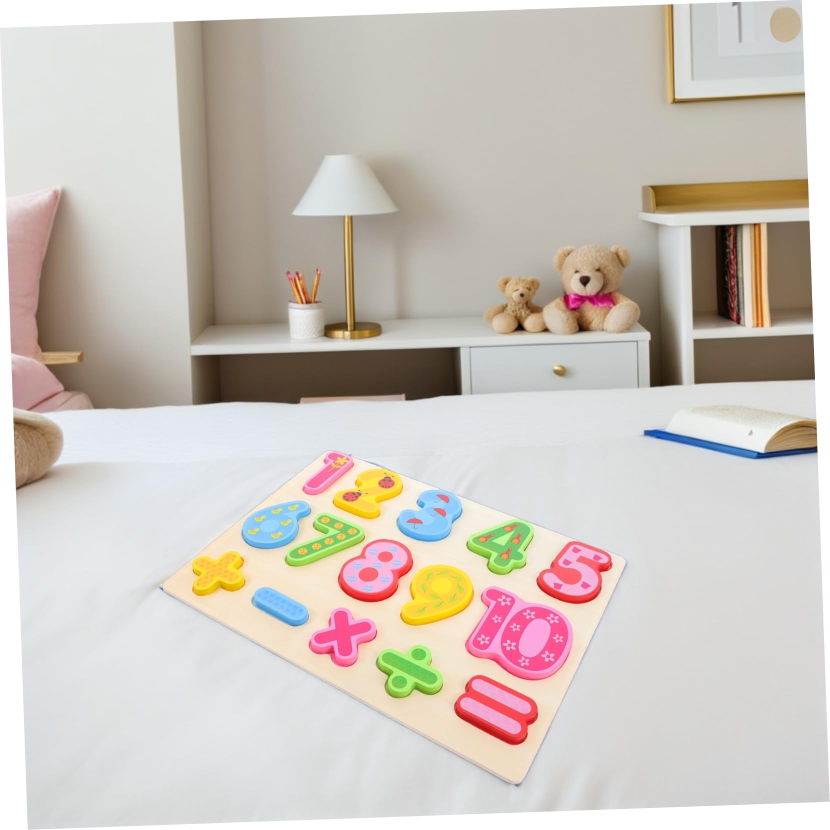 Rompecabezas de Madera 3 Piezas para Niños Pequeños | Aprendizaje Preescolar, Tablero Numérico y Formas, Obsequio para Cumpleaños y Año
