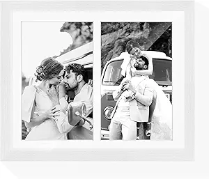 8.5x11 Oak Wood Picture Frame - Minimalist 8.5x11 Picture Frame with Mat Display 2Pcs 5x7 Photos, 5x7 Picture Frame Wood, Natural Solid Wooden Picture Frames(1 Pack, White)