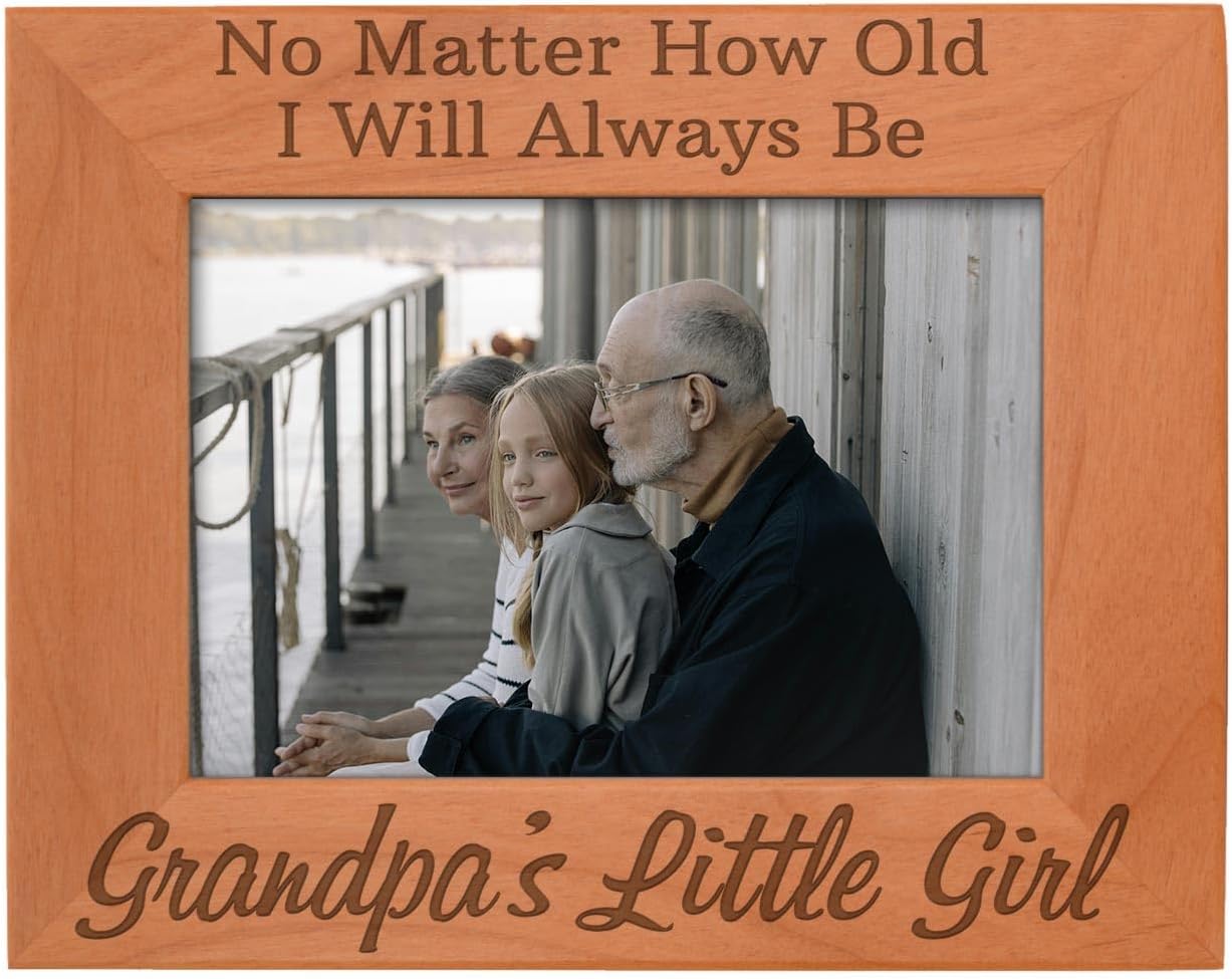 ThisWear Grandpa Gifts from Granddaughter I'll Always Be Grandpa's Little Girl Natural Wood Engraved 5x7 Landscape Picture Frame Wood