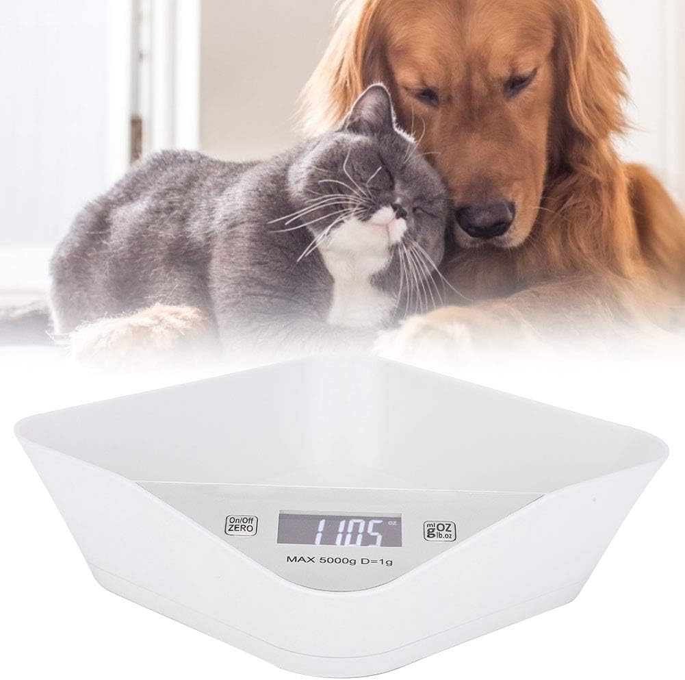 ABS White Pet Smart Feeder Weighing Food Feeding Drinking Bowl for Cats Dogs General
