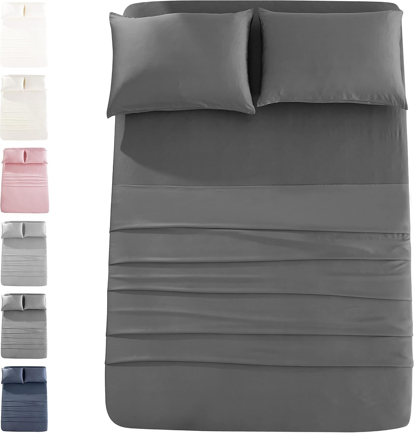 JOMO - Cooling Bed Sheets King Size - Gray, 4 Pack - 75% Viscose Derived from Bamboo, 25% Modal - Cooling Sheets for Hot Sleepers - Ultra Soft & Comfortable with 156 GSM Thick Fabric