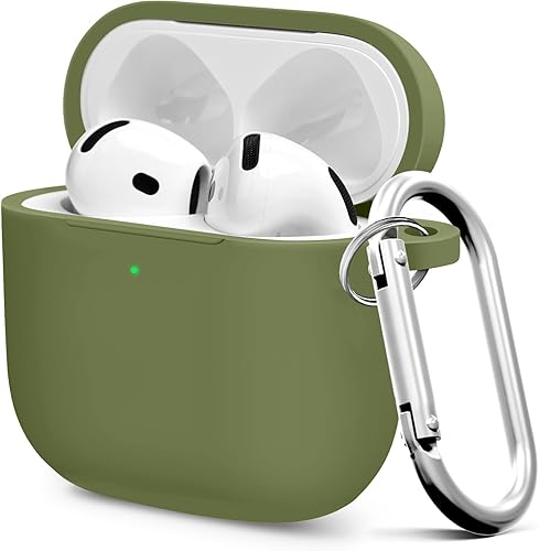 Vista 179 de Funda compatible con AirPods de tercera generación, accesorios de protección de silicona con llavero y kit de limpiador para mujeres y hombres, LED