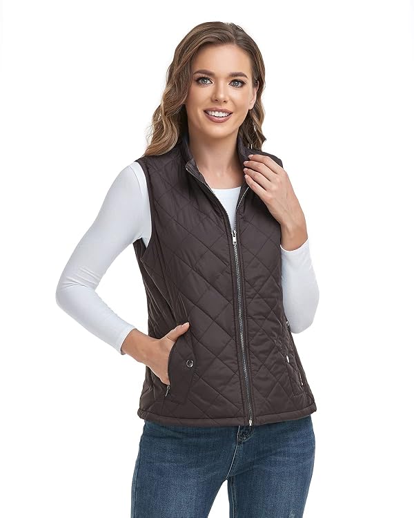 LONGKING 2025 Upgraded, Women's Outwear Vest With One Inner Pocket - Stand Collar Lightweight Zip Quilted Vest for Women by LONGKING - Image 2