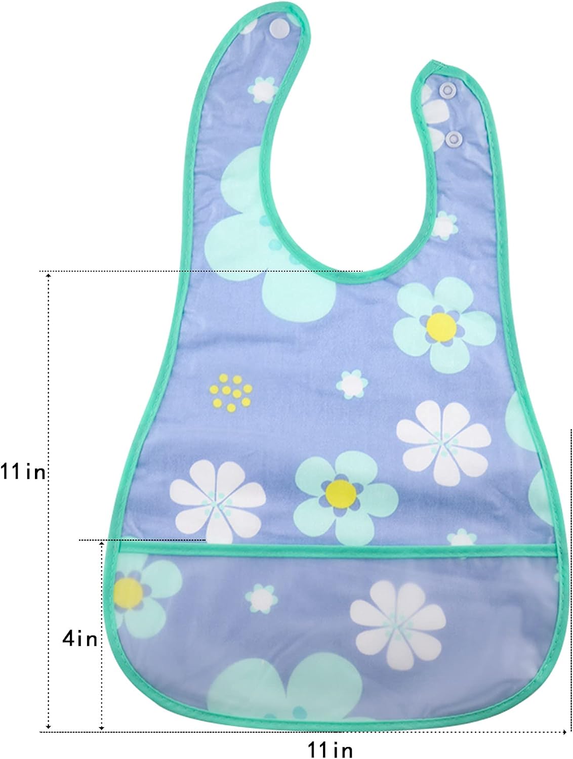 Babyhood Waterproof Baby Bib Infant with Snaps Fits Baby & Toddler 6-24 Months - 4pcs (Floral Bunny Fish)