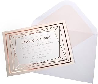 Neviti - Geo Blush - Wedding Invitations with Envelopes, Pack of 10
