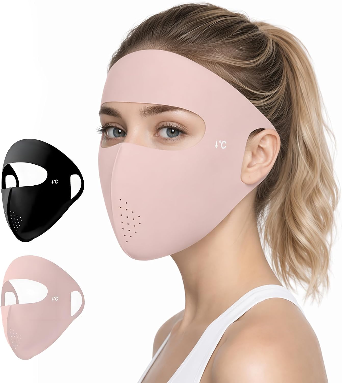 UPF 50+ Full Face Mask UV Protection Full Face Sun Shield, Breathable Cooling Ice Silk Summer Face Mask for Women Men