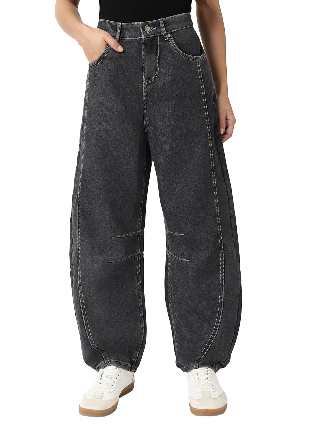 Women's Washed Banana Fit Pure Cotton Jeans-image-11