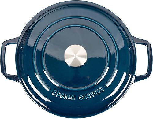Miniatura 7 de EDGING CASTING Olla holandesa de hierro fundido esmaltado con tapa para hornear pan, cocinar, horno de pan, 7.5 cuartos de galón, azul
