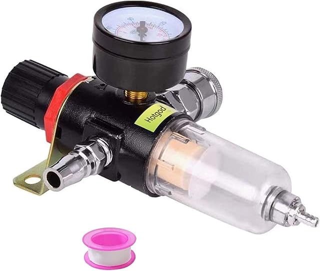 Hotgod 1/4" BSP Air Filter Regulator Compressor Moisture Trap Oil Water Lubricator for Compressor and Air Tools
