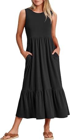 DKNY Women's Sleeveless Gauze Tiered Dress