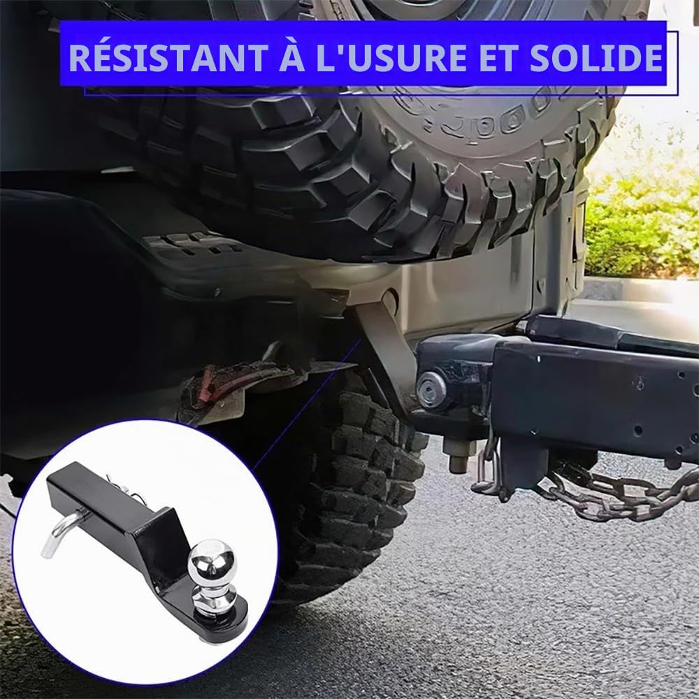 NEWFUN Adaptateur Attelage US,2 pouces/50 mm, Adaptateur d'attelage pour véhicules américains, rotule d'attelage pour Voiture, Fourgon, Camion, Camping-Car