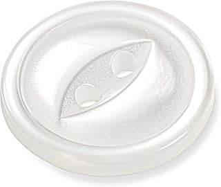 12 Pcs White Fish Eye Buttons for Sewing and Crafts - 0.75 Inch, 2 Hole, 30L Round Plastic Design Buttons for Pants, Dress, Skirt, Shirt, Scrapbooking, DIY