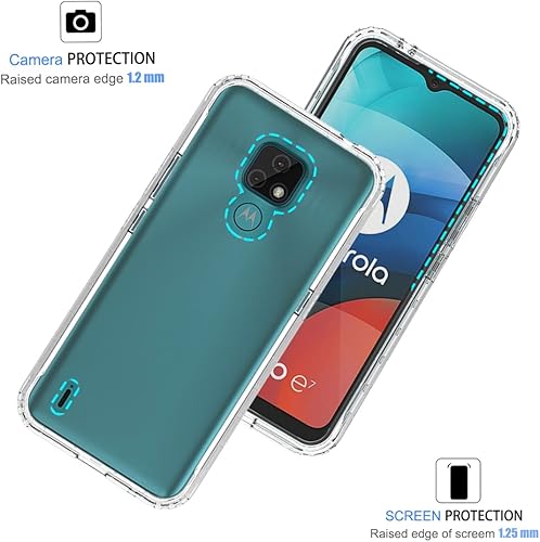Miniatura 2 de Funda de teléfono para Moto E7, Motorola E7 con protector de pantalla de vidrio templado, carcasa protectora de cuerpo completo transparente de