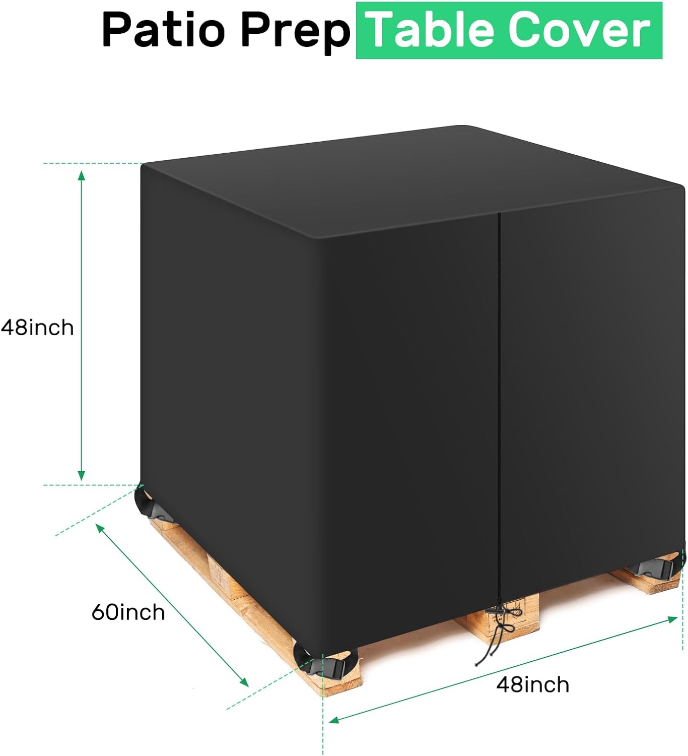 zipper 600D Heavy Duty Black Pallet Cover | Pallet Covers Fits Large Pallets Up to 48" x 60" x 48" | Waterproof,Weather Resistant, Anti-UV, with Adjustable Strap