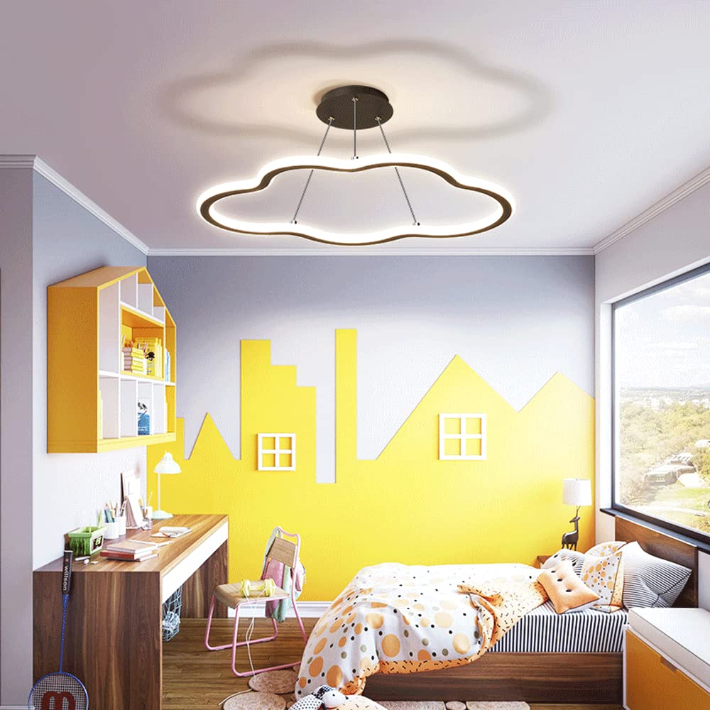 Liniowa metalowa lampa wisząca, lampy wiszące w chmurze z kreskówek, nowoczesny żyrandol LED, lampa wisząca dekoracyjna do pokoju dziecięcego, czarne lampy sufitowe do sypialni