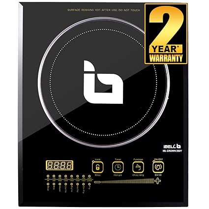 IBELL 200Y Premium Induction Cooktop Glass Top, 2000 Watt, Big Size, With Auto Shut Off And Over Heat Protection (Black), 1 Burner, Radiant