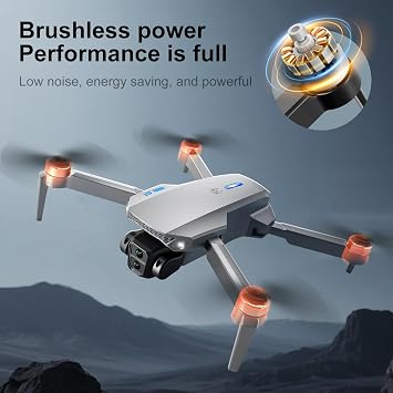 E88 PRO Drone with 4.91 Inches Screen Controller with SD card, 2 batteries, Brushless Motor, Optical Flow Localization, Active Obstacle Avoidance. (Gray-2 batteries)