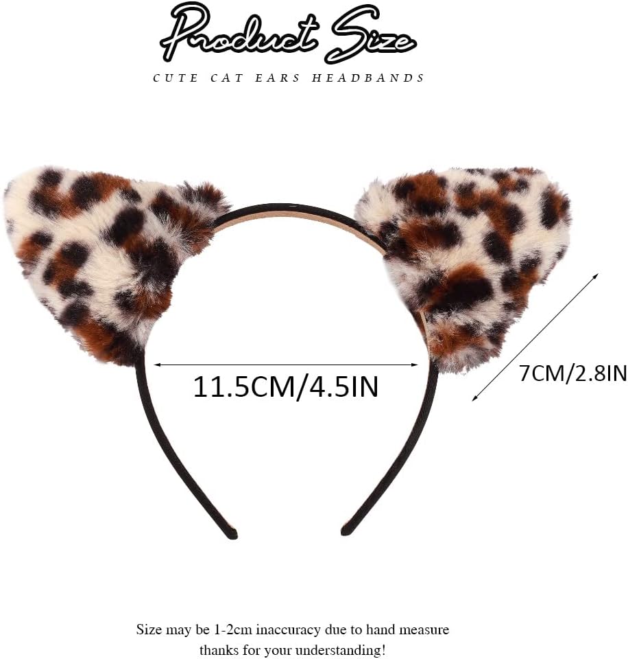 Catery Leopard Cat Ears Cheetah Ears Headband Leopard Costume Accessories for Women - Image 4