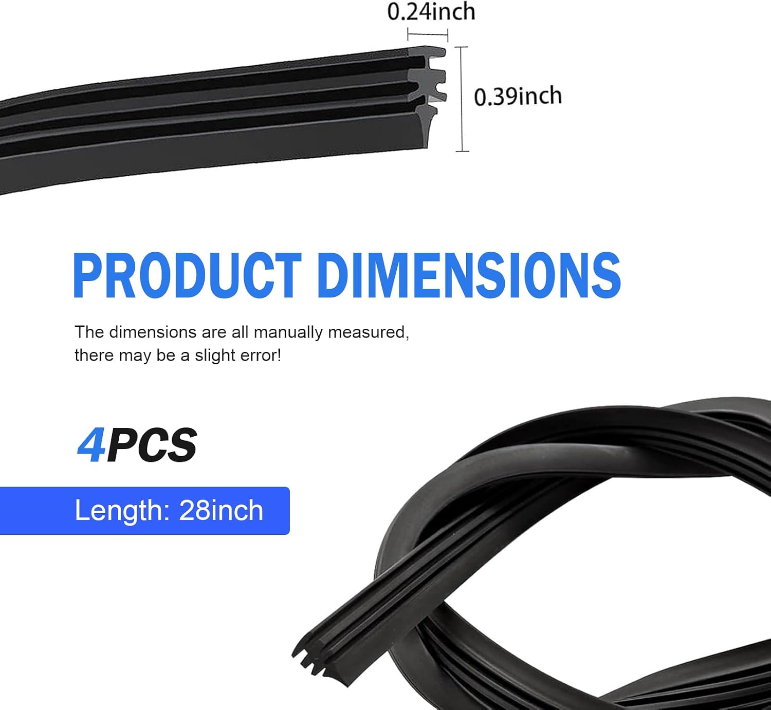 4PCS Wiper Blade Refill, 28" Adjustable Universal Replacement