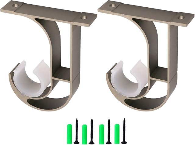 iHomestyle Aluminum Alloy Curtain Rod Bracket,Curtain Rod Holder,Curtain Rod Supportor,Mounted on the Ceiling 2 Set (Light Champagne)