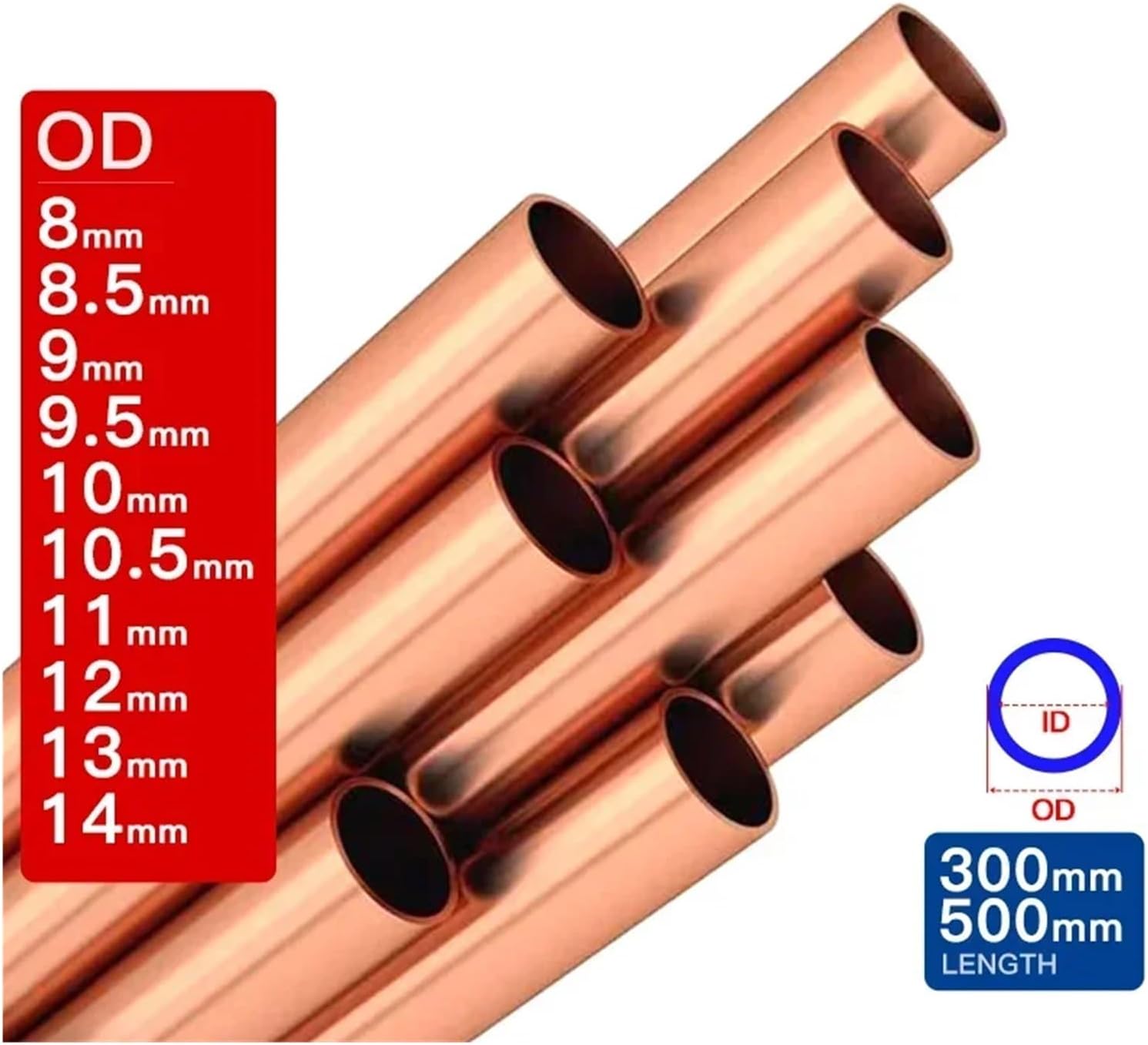 GUS 2本の銅管 外径 8 8.5 9 9.5 10 10.5 11 12 13 14mm 長さ 300 500mm 中空ストレー