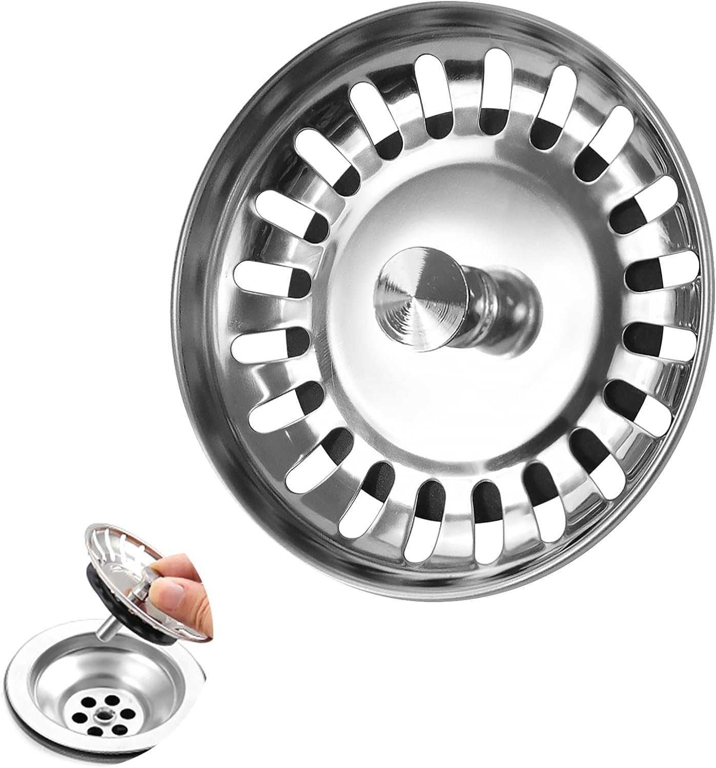 tifanso Kitchen Sink Strainer Plug 304 Stainless Steel Thicken for Kitchen Sink,Replacement for Food/Hair Catcher - UK Sinks Hole Diameter (Silver-1, 78mm)