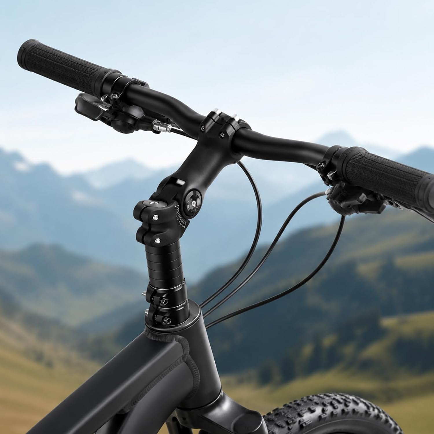 2 Pcs Adjustable Bike Stem Riser, 100 mm 60° Handlebar Extender for 31.8 mm Handlebars and 28.6 mm Fork Stems, Bicycle Stem Adapter for Mountain Bikes, Road Bikes, and E-Bikes, Includes 2 Wrenches