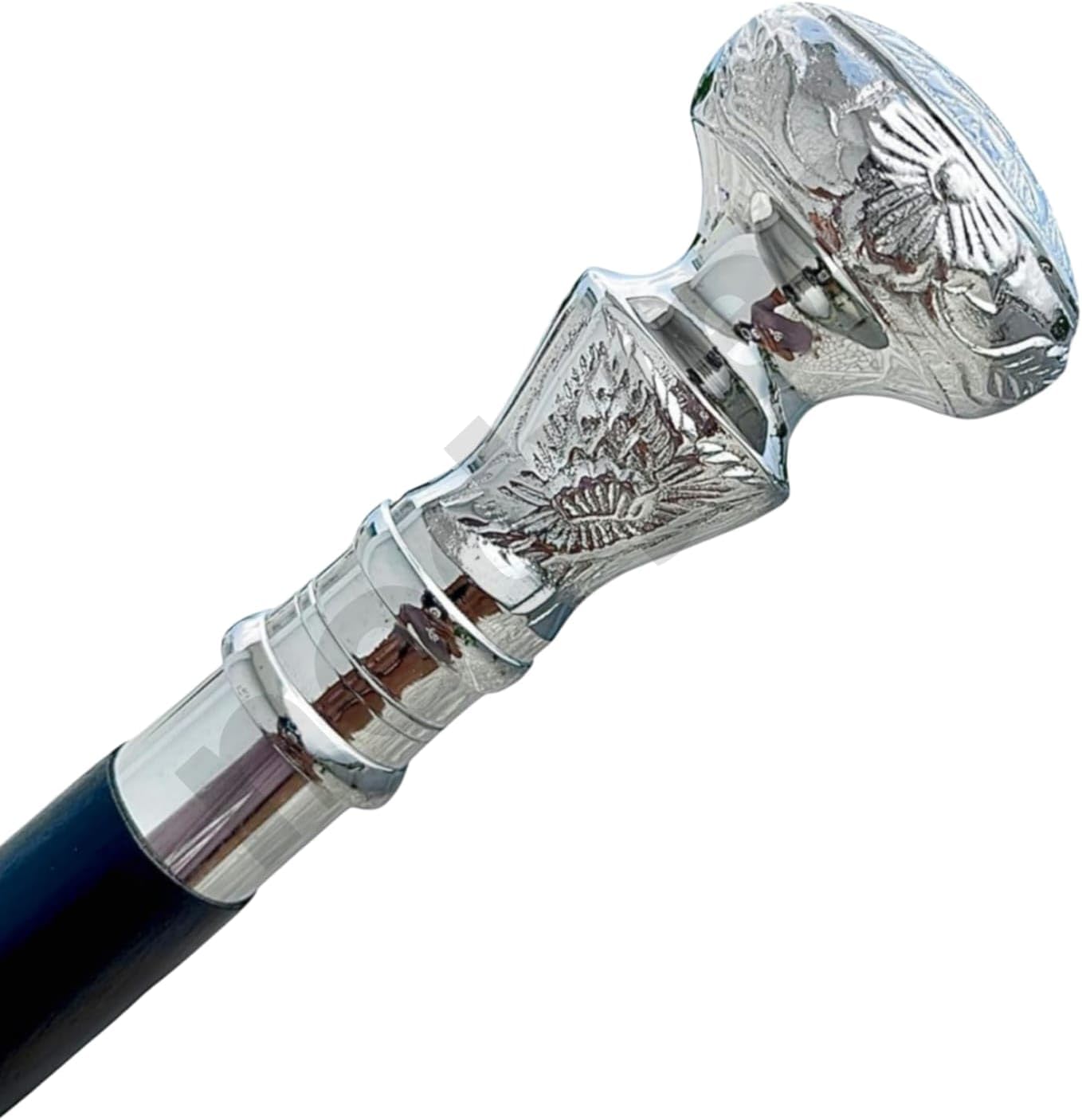Vintage Wooden Walking Cane – Handcrafted Elegant Designer Antique-Style Wood Stick with Engraved Silver Brass Handle, Durable & Stylish Vintage Cane for Men, Women, Seniors & Collectors