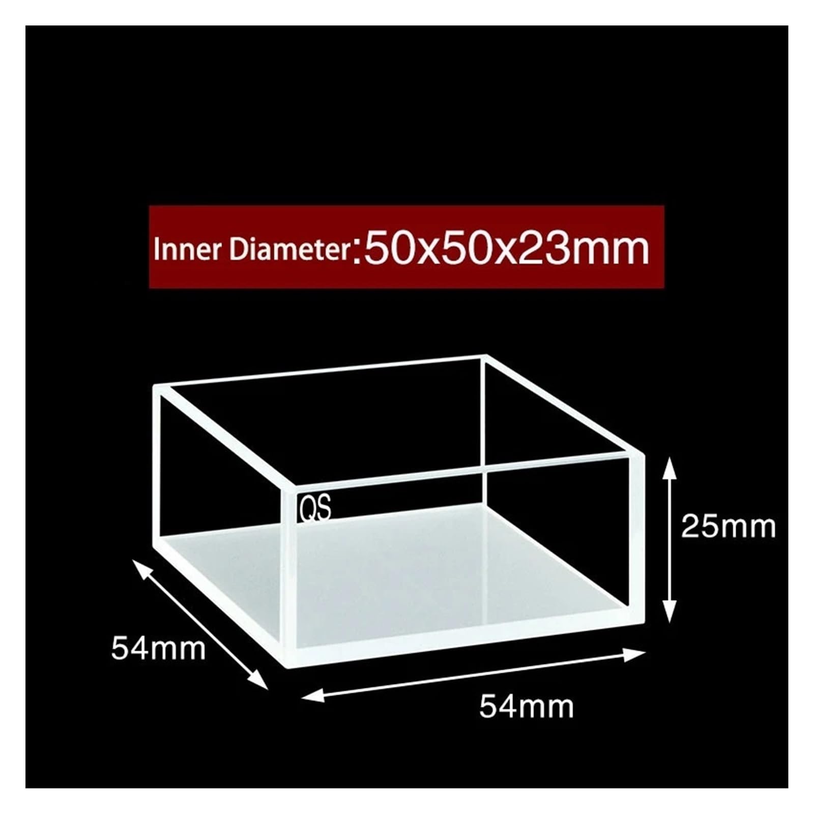 Cuvetta for cellule contenitore al quarzo da 1 pz 50 mm con quattro finestre lucide diametro interno 50x50x23(Without lid)