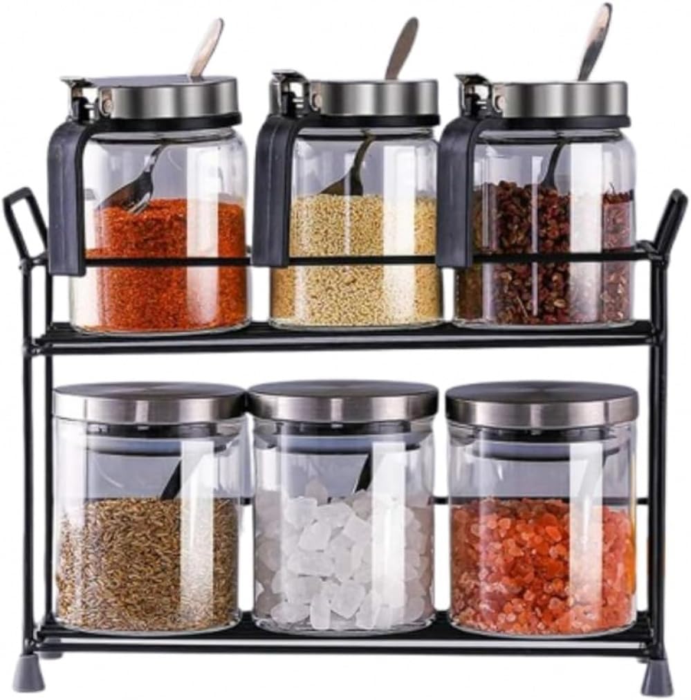 キッチンスパイスラック 調味料収納ラック 塩/砂糖/油/固体調味料ボトル対応 調味料入れ容器 整理収納用