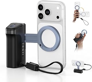 Ulanzi MG13 MagSafe用スマホグリップ モバイルバッテリー付き MagLock式スマホホルダー カメラグリッ 5000mAh 20W急速充電 両面マグネット スマホスタンド リモコン付き 1/4ネジ 縦横置き 三脚 自撮り・Vlog・旅行撮影用 iPhone/Androidに対応