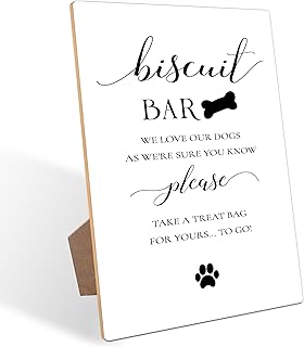 Biscuit Bar Please Take One Sign, Minimalist Style Wedding Favor Sign for Dog Wedding Decoration, Bridal Shower and Reception, Wooden Signs with Stand, Bridal Shower Party Favors,Gifts for Dogs,14