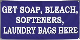 Vinyl Banner Multiple Sizes Soap Bleach Softeners Laundry Laundromat Business Outdoor Weatherproof Industrial Yard Signs Purple 10 Grommets 60x144Inches