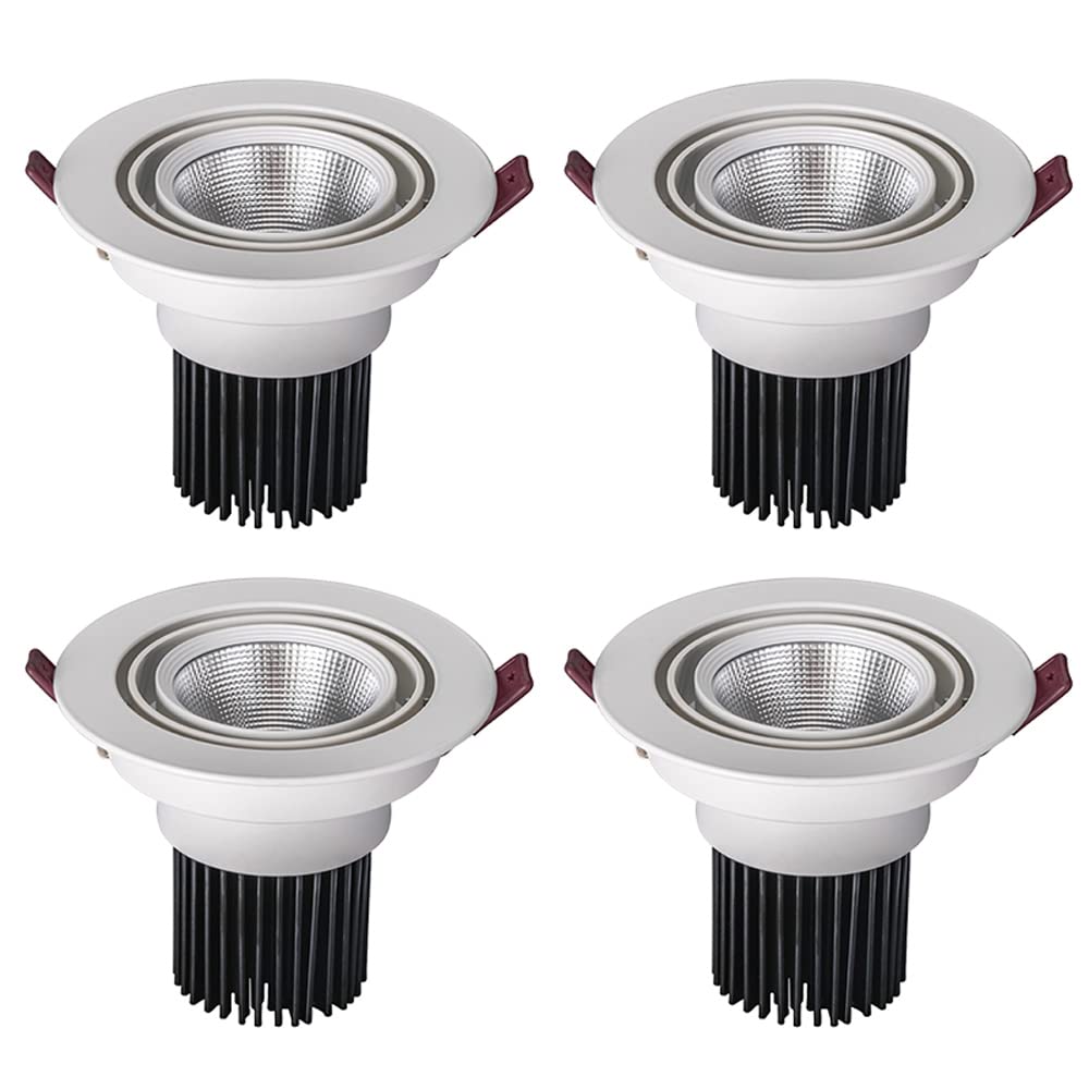 GTHTUHFD Set Of 4,Canless Led Round Spotlights Adjustable Eyeball Downlight 3/4/5/6Inch Ceiling Led Light For Entryway Lamp 3 Color Selectable 3000K | 4000K | 6000K,7w-6000k