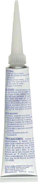 Permatex 4-Pack Flowable Silicone Windshield & Glass Sealer, 1.5 oz, Clear, Waterproof