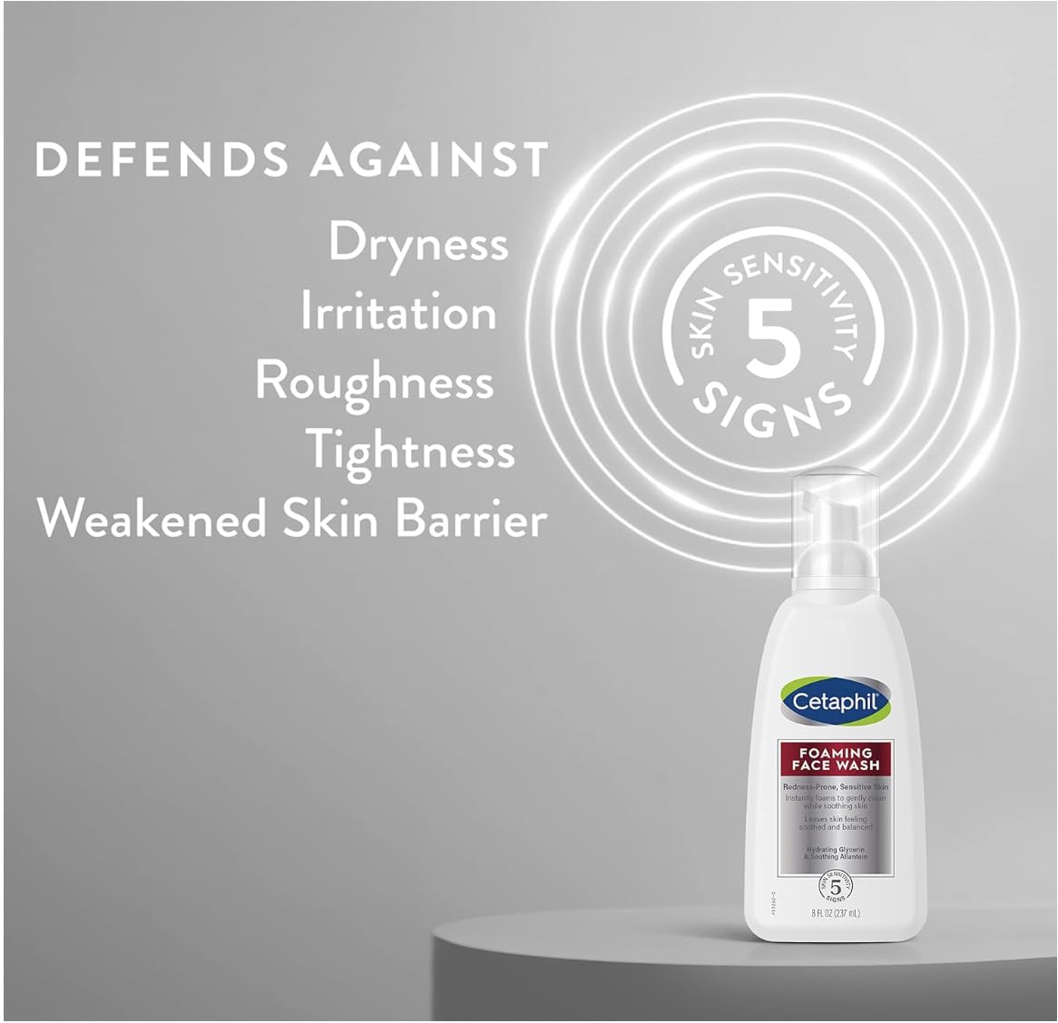 Cetaphil Redness Relieving Night Moisturizer, 1.7 Ounce with Redness Control Daily Foaming Face Wash, 8.0 Fluid Ounce