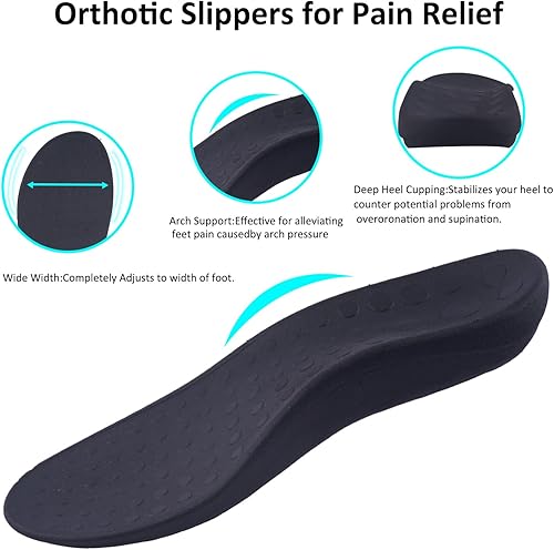 Miniatura 3 de Git-up Pantuflas ortopédicas con soporte de arco para aliviar el dolor de la fascitis plantar, cómodos zuecos sin cordones, zapatos ortopédicos para