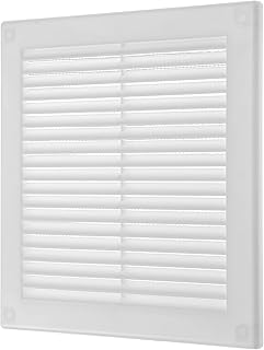 Vent Systems 8'' x 8'' Inch White Soffit Vent Cover - Flat Square Air Vent Louver - Grille Cover - Built-in Insect Screen - HVAC Vents for Bathroom, Home Office, Kitchen 8x8 Inch