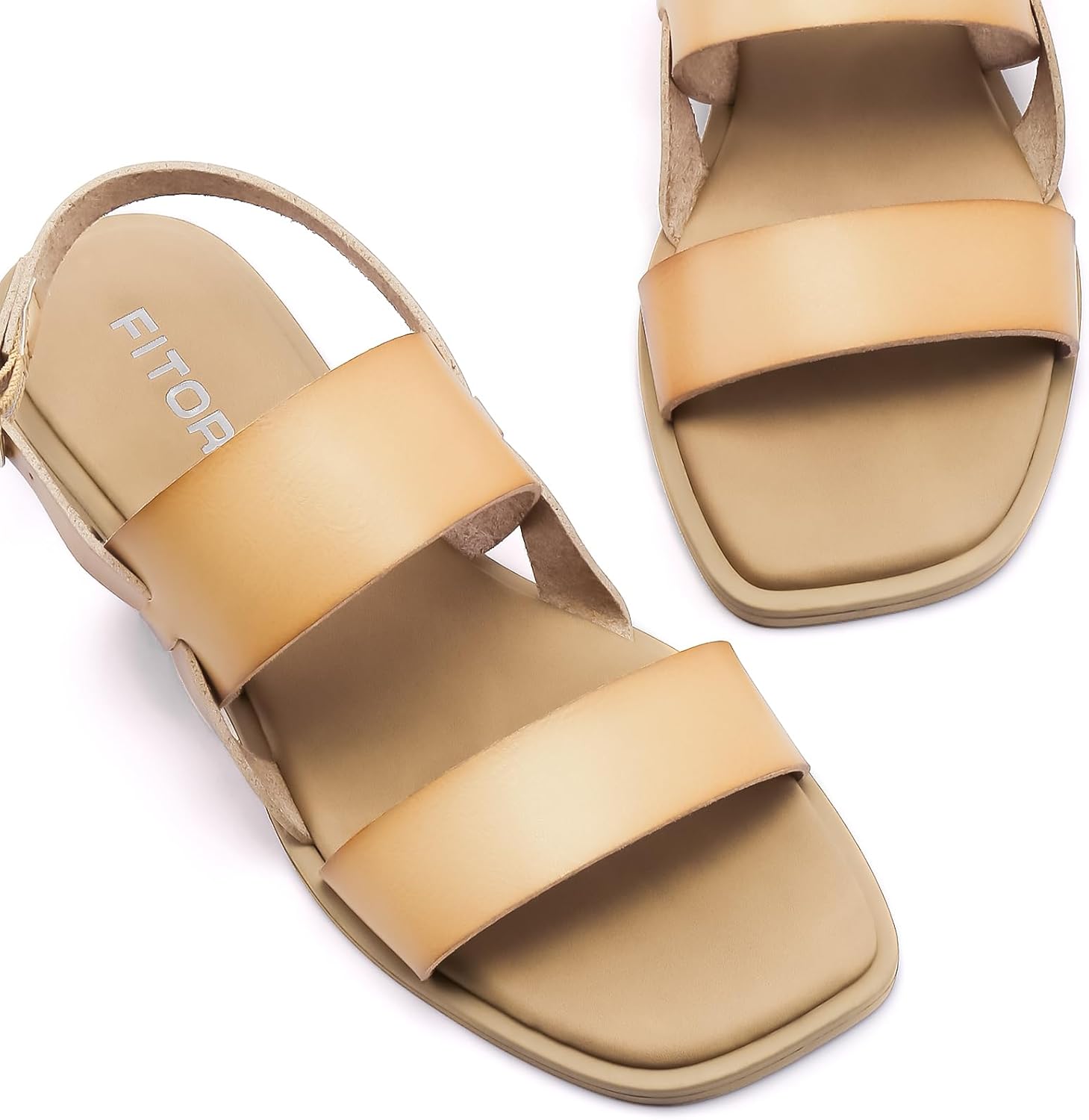 FITORY Women's Flat Sandals Fashionable Square Open Toe Adjustable Buckle Slippers Summer Size 6-11 - Image 4