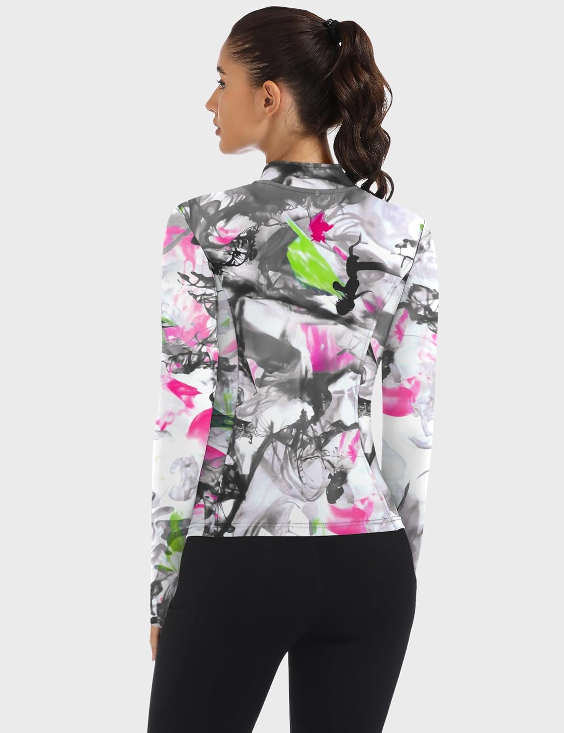 Loovoo Women's Workout Jacket Lightweight Zip Up Athletic Jackets Cropped Slim Fit Running Yoga Tops with Pockets - Image 5